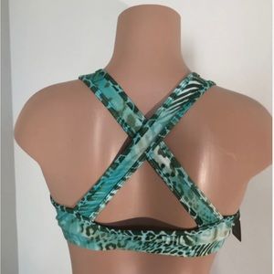 Woman’s sports bra, animal print, green small-medium